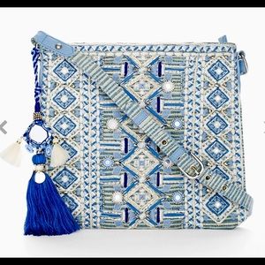 Chico’s Boho Beaded and Mirrored Chambray Bag